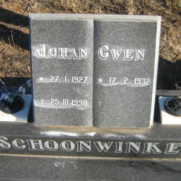 SCHOONWINKEL Johan 1927-1998 &amp; Gwen 1932-
