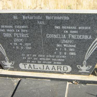 TALJAARD Dirk Petrus 1908-1982 &amp; Cornelia Frederika WELMAN 1913-1985