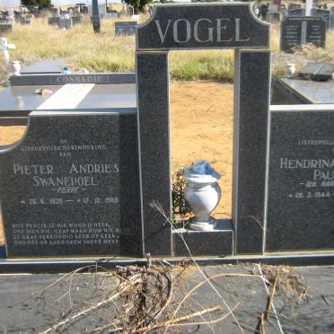 VOGEL Pieter Andries Swanepoel 1938-1985 &amp; Hendrina Jacoba Paulina HARTZENBERG 1944-