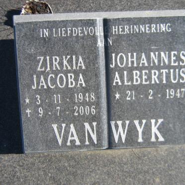 WYK Johannes Albertus, van 1947- &amp; Zirka Jacoba 1948-2006