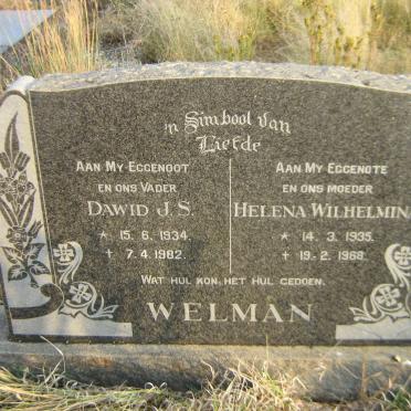 WELMAN Dawid J.S. 1934-1982 &amp; Helena Wilhelmina 1935-1968