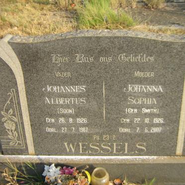 WESSELS Johannes Albertus 1926-1967 &amp; Johanna Sophia SMITH 1926-2007