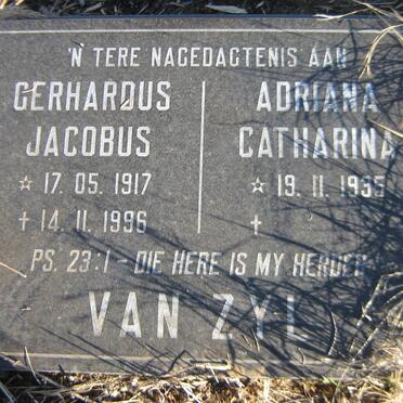 ZYL Gerhardus Jacobus, van 1917-1996 en Adriana Catharina 1935-