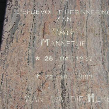 ? Mannetjie 1937-2003