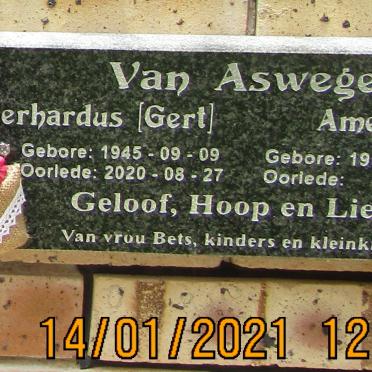 ASWEGEN Gerhardus, van 1945-2020 &amp; Amelia 1956-