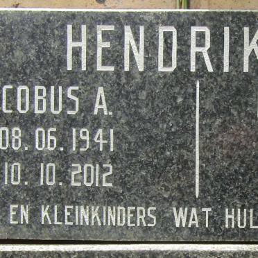 HENDRIKSE Jacobus A. 1941-2012 &amp; Martha M. BOTHA 1942-2009