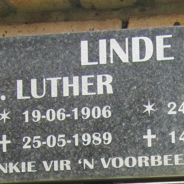 LINDE M. J. Luther 1906-1989 &amp; Lena 1905-1974