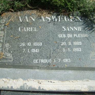 ASWEGEN Carel, van 1889-1941 &amp; Sannie DU PLESSIS 1889-1982