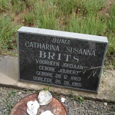 BRITS Catharina Susanna, formerly JORDAAN, nee JOUBERT 1869-1955