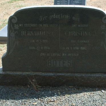 BOTES Bernardus C. 189?-1966 &amp; Christina J. HAMMAN 1896-19??