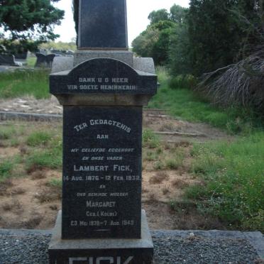 FICK Lambert 1876-1932 &amp; Margaret KOLBE 1878-1949