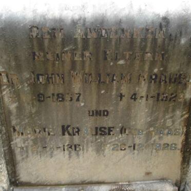 KRAUSE John William 1857-1929 &amp; Marie HAAS 1861-1926