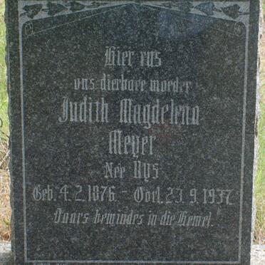 MEYER Judith Magdelena nee UYS 1876-1937