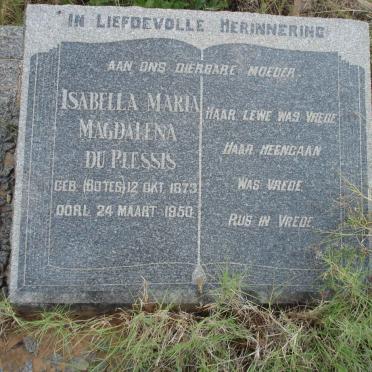 PLESSIS Isabella Maria Magdalena, du nee BOTES 1873-1950
