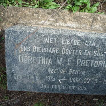 PRETORIUS Dorethea M.E, nee DE BRUYN 1915-1946