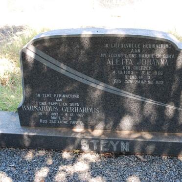STEYN Barnardus Gerhardus 1893-1977 &amp; Aletta Johanna COETZER 1903-1966