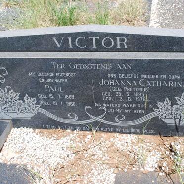 VICTOR Paul 1889-1966 &amp; Johanna Catharina PRETORIUS 1895-1972
