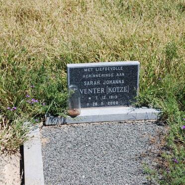 VENTER Sarah Johanna nee KOTZE 1913-2006