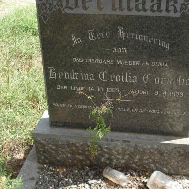 VERMAAK Hendrina Cecilia Cornelia nee  LINDE 1887-1973