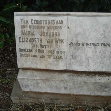 WYK Maria Johanna Elizabeth, van nee RETIEF -1948