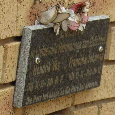 EVERTS Hendrik Vos 1929-2009 &amp; Francina Johanna 1935-2014
