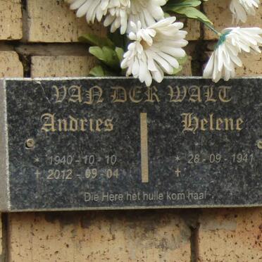 WALT Andries, van der 1940-2012 &amp; Helene 1941-