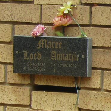 MAREE Loed 1932-2008 &amp; Annatjie 1939-