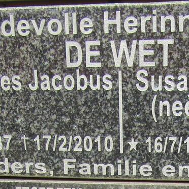 WET Johannes Jacobus, de 1937-2010 & Susanna Johanna POTGIETER 1938-2010