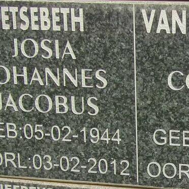 ETSEBETH Josia Johannes Jacobus 1944-2012 :: VAN DER MERWE Cornelia 1956-2006