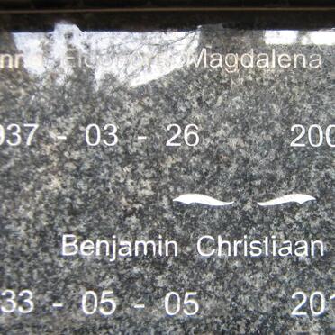 KOTZEE Benjamin Christiaan 1933-2016 &amp; Anna Eleonora Magdalena Maria 1937-2008