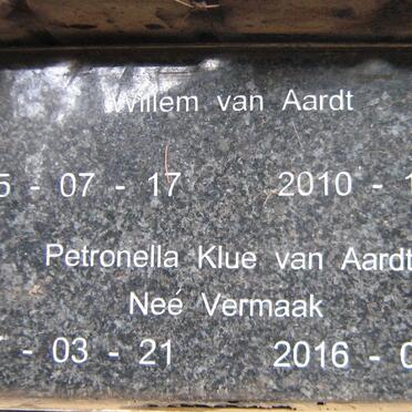 AARDT Willem, van 1935-2010 &amp; Petronella Klue VERMAAK 1937-2016