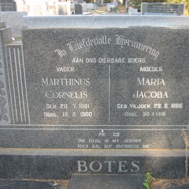 BOTES Marthinus Cornelis 1881-1960 &amp; Maria Jacoba VILJOEN 1885-1961