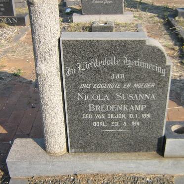 BREDENKAMP Nicola Susanna nee VAN BILJON 1891-1971