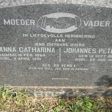 BOTHA Johannes Petrus 1868-1948 &amp; Susanna Catharina SAAIMAN 1864-1951
