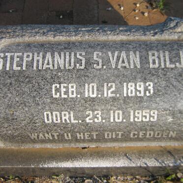 BILJON Stephanus S., van 1893-1959