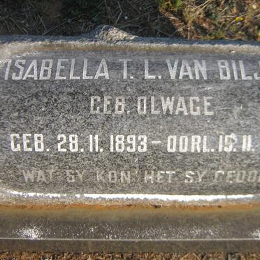 BILJON Stephanus S., van 1893-1959 &amp; Isabella T.L. OLWAGE 1893-1971
