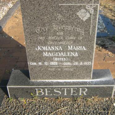 BESTER Johanna Maria Magdalena nee BOTES 1909-1995