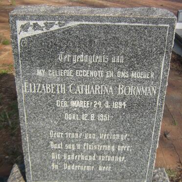 BORNMAN Elizabeth Catharina nee MAREE 1894-1951