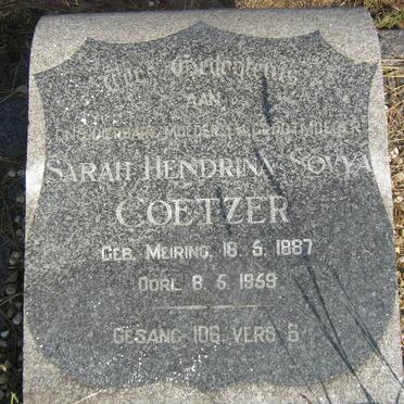 COETZER Sarah Hendrina Sovya nee MEIRING 1887-1959