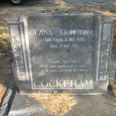 COCKERAM Gezina Dorothea nee FOURIE 1892-1951