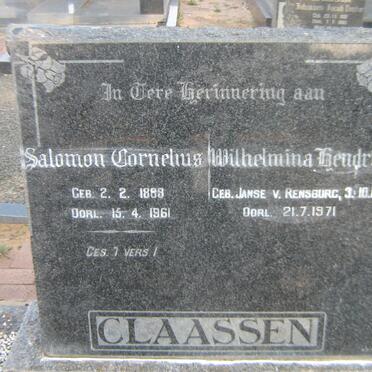 CLAASSEN Salomon Cornelius 1888-1961 &amp; Wilhelmina Hendrika JANSE V. RENSBURG 1884-1971