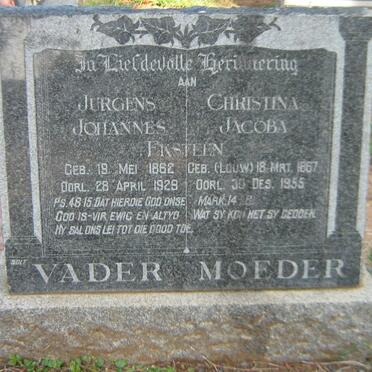 EKSTEEN Jurgens Johannes 1862-1929 &amp; Christina Jacoba LOUW 1867-1955