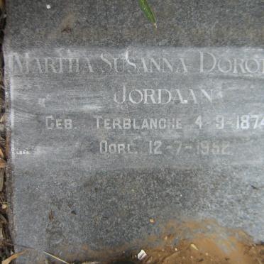 JORDAAN Martha Susanna Dorothea nee TERBLANCHE 1874-1952