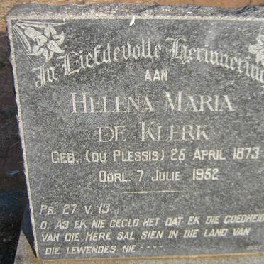 KLERK Helena Maria, de nee DU PLESSIS 1873-1952