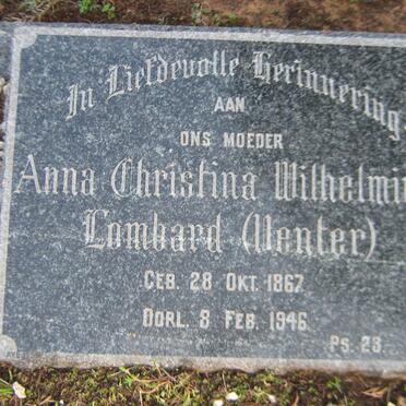 LOMBARD Anna Christina Wilhelmina nee VENTER 1867-1946