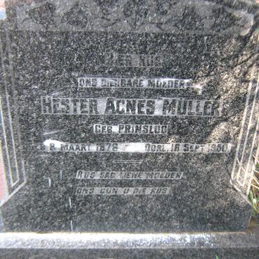 MULLER Hester Agnes nee PRINSLOO 1876-1950