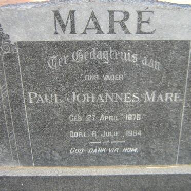MARE Paul Johannes 1876-1964