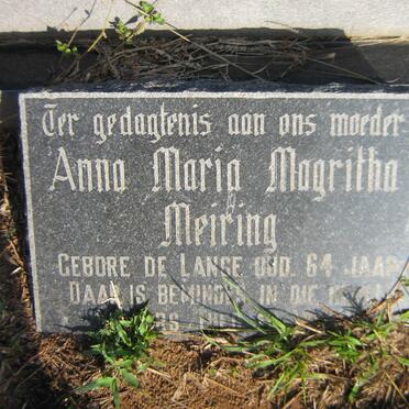 MEIRING Anna Maria Magritha nee DE LANGE