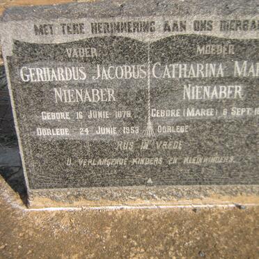NIENABER Gerhardus Jacobus 1878-1953 &amp; Catharina Maria MAREE 1882-