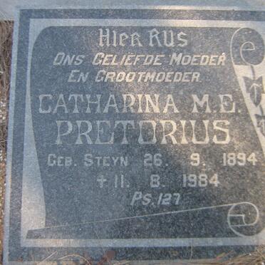 PRETORIUS Catharina M.E. nee STEYN 1894-1984